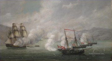 Kriegsschiff Seeschlacht Werke - Schlacht von Alvøen von Johan Christian Claussen Seeschlacht